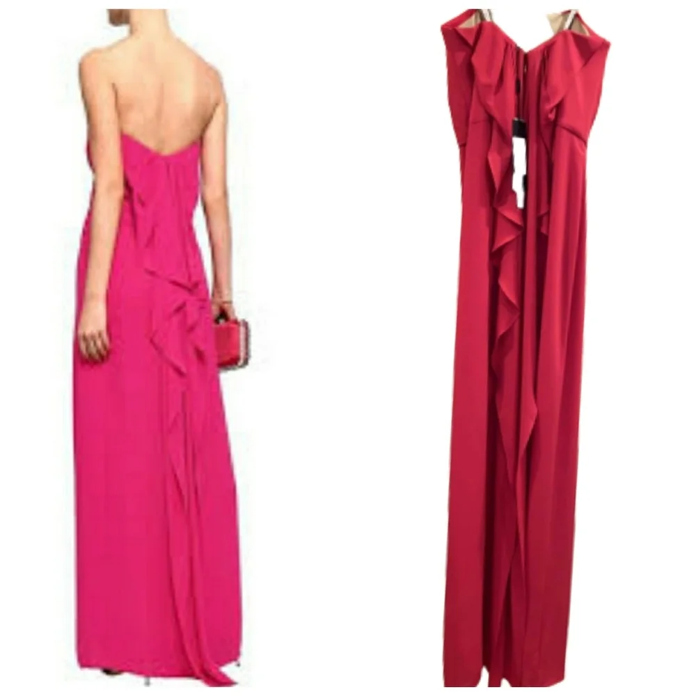 Halston Heritage Strapless Drape Back Flowy Gown - Picture 3 of 15